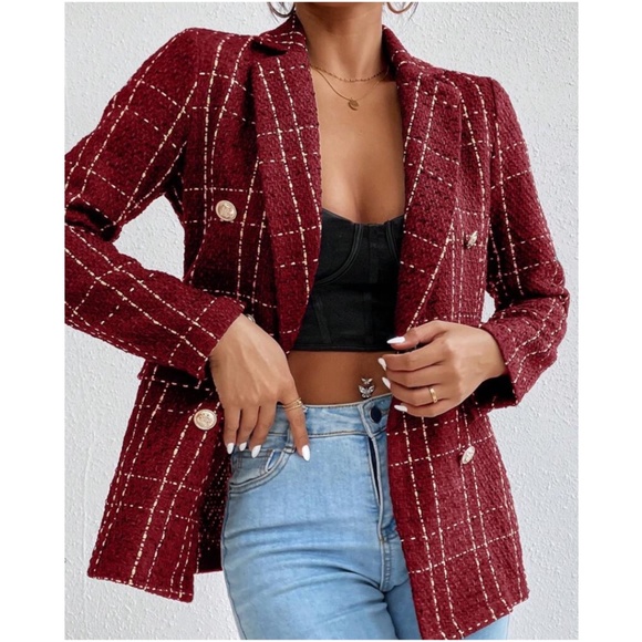 Classic Plaid Button up Tweed Blazer - Picture 9 of 12